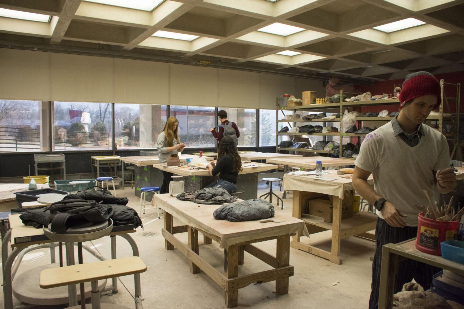 One of the six studio art classrooms in the H.F. Johnson Center of the Fine Arts.